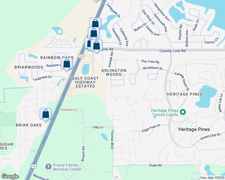 map of restaurants, bars, coffee shops, grocery stores, and more near 18614 Parade Road in Hudson