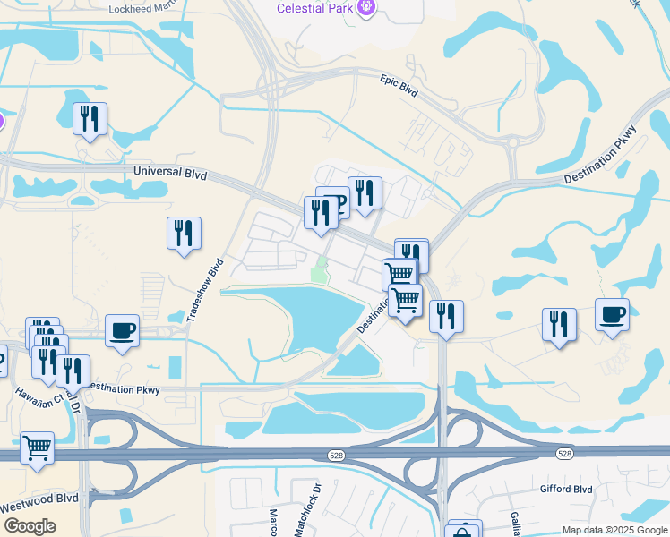 map of restaurants, bars, coffee shops, grocery stores, and more near 4862 Cayview Avenue in Orlando