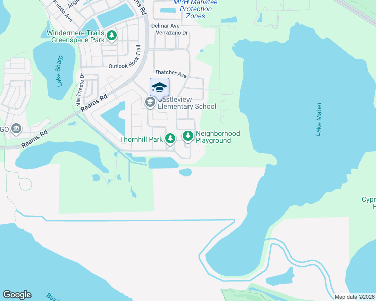 map of restaurants, bars, coffee shops, grocery stores, and more near 9406 Channingham Lane in Orlando