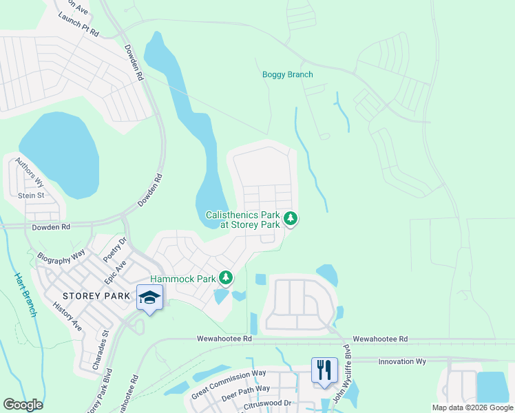 map of restaurants, bars, coffee shops, grocery stores, and more near 11781 Genre Alley in Orlando