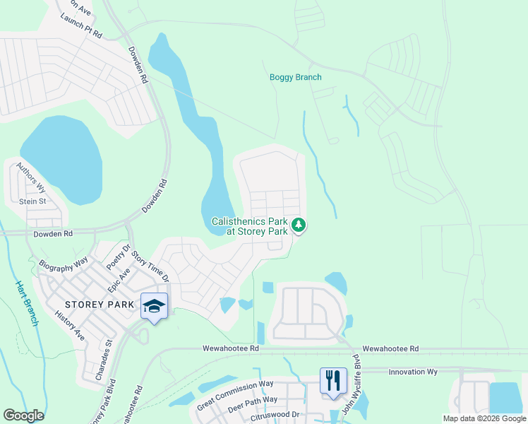 map of restaurants, bars, coffee shops, grocery stores, and more near 11781 Genre Alley in Orlando