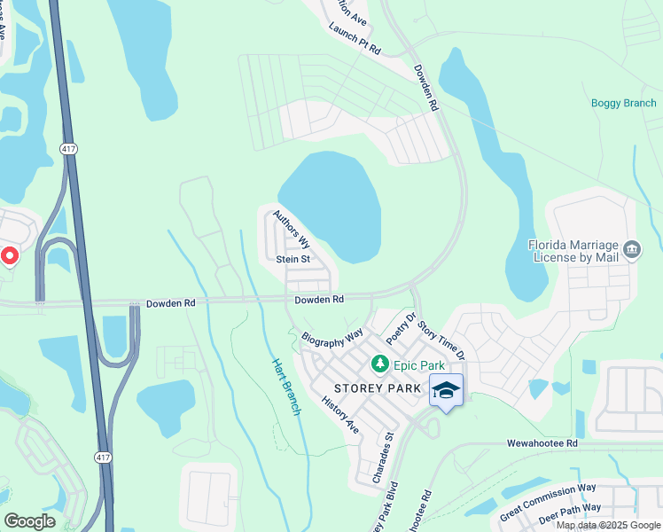 map of restaurants, bars, coffee shops, grocery stores, and more near 10541 Authors Way in Orlando