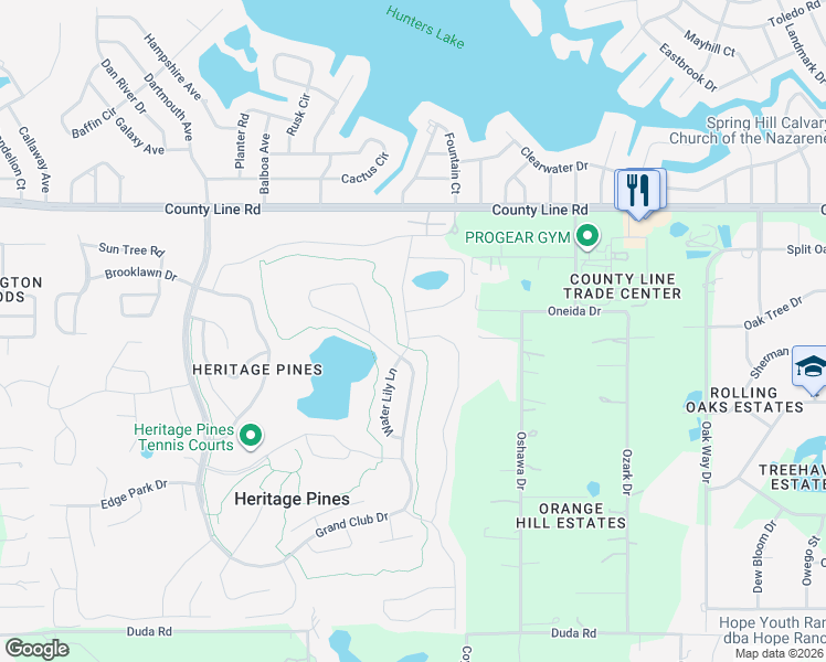map of restaurants, bars, coffee shops, grocery stores, and more near 18844 Bent Pine Drive in Hudson