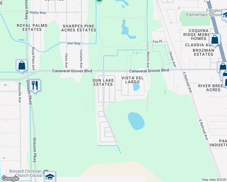 map of restaurants, bars, coffee shops, grocery stores, and more near 4775 Lake Michigan Avenue in Cocoa