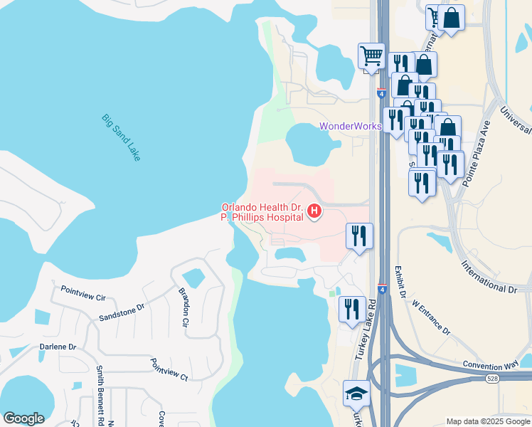 map of restaurants, bars, coffee shops, grocery stores, and more near 7424 Docs Grove Circle in Orlando