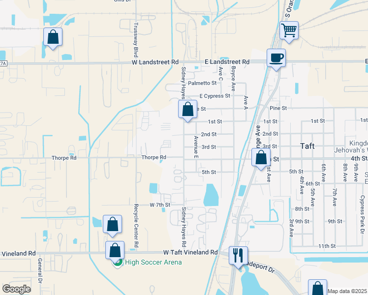 map of restaurants, bars, coffee shops, grocery stores, and more near 30 3rd Street in Orlando