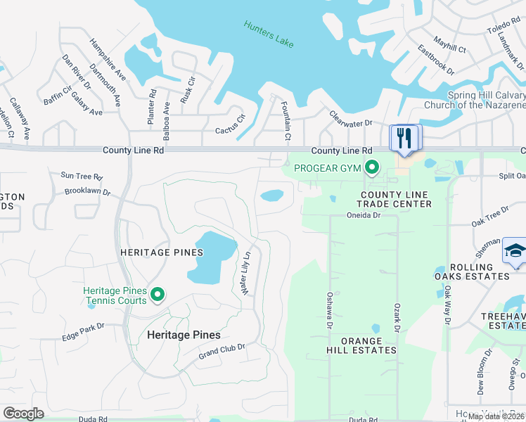 map of restaurants, bars, coffee shops, grocery stores, and more near 11941 Heritage Point Drive in Hudson