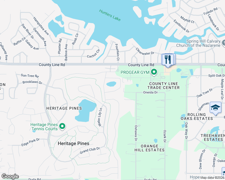 map of restaurants, bars, coffee shops, grocery stores, and more near 18711 Rolling Hills Loop in Hudson