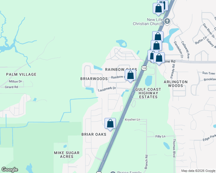 map of restaurants, bars, coffee shops, grocery stores, and more near 10221 Landmark Drive in Hudson