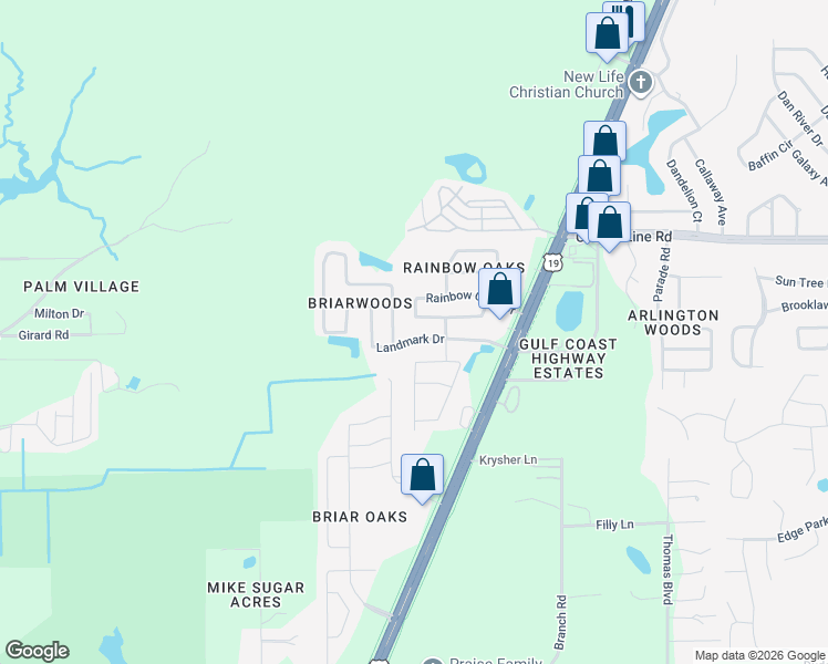 map of restaurants, bars, coffee shops, grocery stores, and more near 10221 Landmark Drive in Hudson