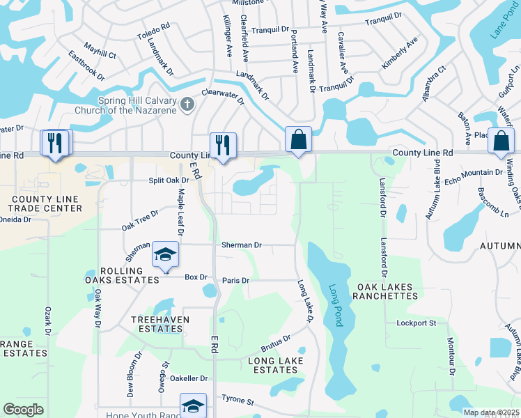 map of restaurants, bars, coffee shops, grocery stores, and more near 13140 Mooring Drive in Hudson