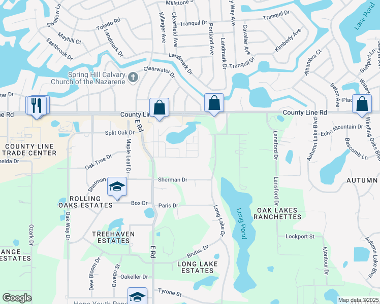 map of restaurants, bars, coffee shops, grocery stores, and more near 13140 Mooring Drive in Hudson