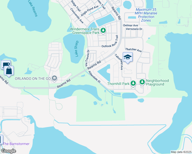 map of restaurants, bars, coffee shops, grocery stores, and more near 9283 Royal Estates Boulevard in Orlando