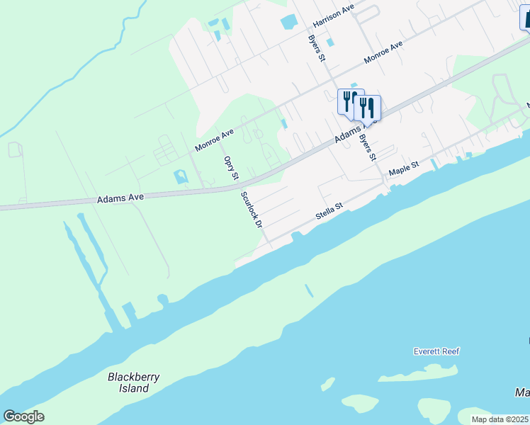 map of restaurants, bars, coffee shops, grocery stores, and more near 21 Whooping Crane Street in Port O'Connor