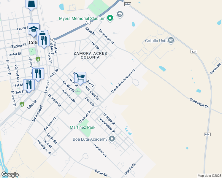 map of restaurants, bars, coffee shops, grocery stores, and more near 1477 Martinez in Cotulla