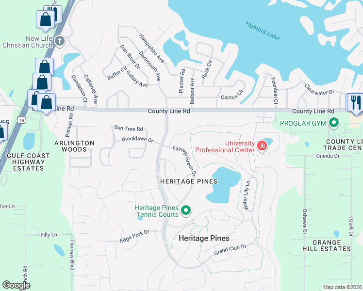 map of restaurants, bars, coffee shops, grocery stores, and more near 18800 Fairway Green Drive in Hudson