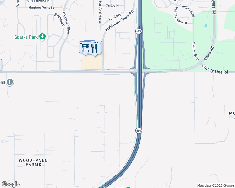 map of restaurants, bars, coffee shops, grocery stores, and more near 18816 Cimbora Drive in Spring Hill