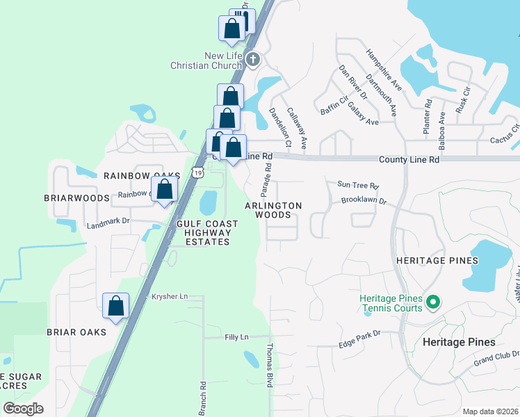 map of restaurants, bars, coffee shops, grocery stores, and more near 18801 Parade Road in Hudson