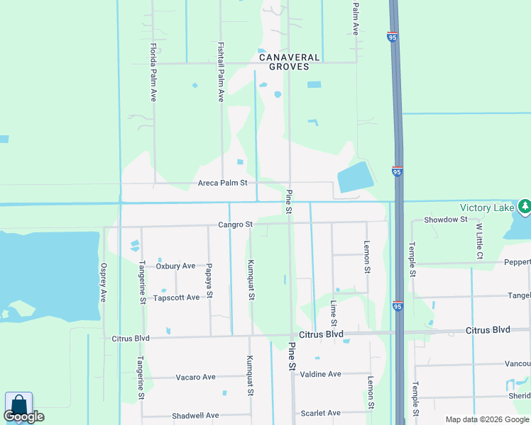 map of restaurants, bars, coffee shops, grocery stores, and more near 5100 Cangro Street in Cocoa