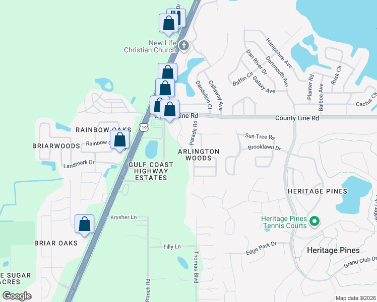 map of restaurants, bars, coffee shops, grocery stores, and more near 18801 Parade Road in Hudson