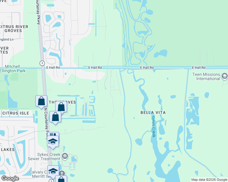 map of restaurants, bars, coffee shops, grocery stores, and more near 4130 Judith Avenue in Merritt Island