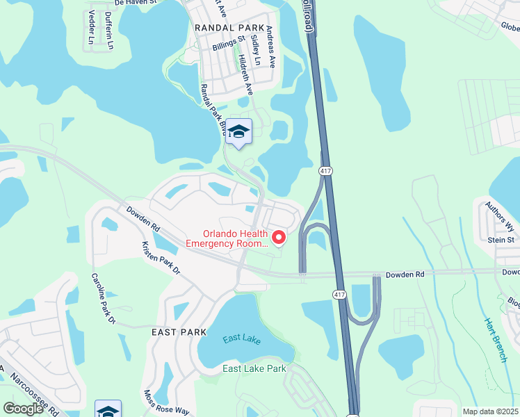 map of restaurants, bars, coffee shops, grocery stores, and more near 9333 Randal Park Boulevard in Orlando