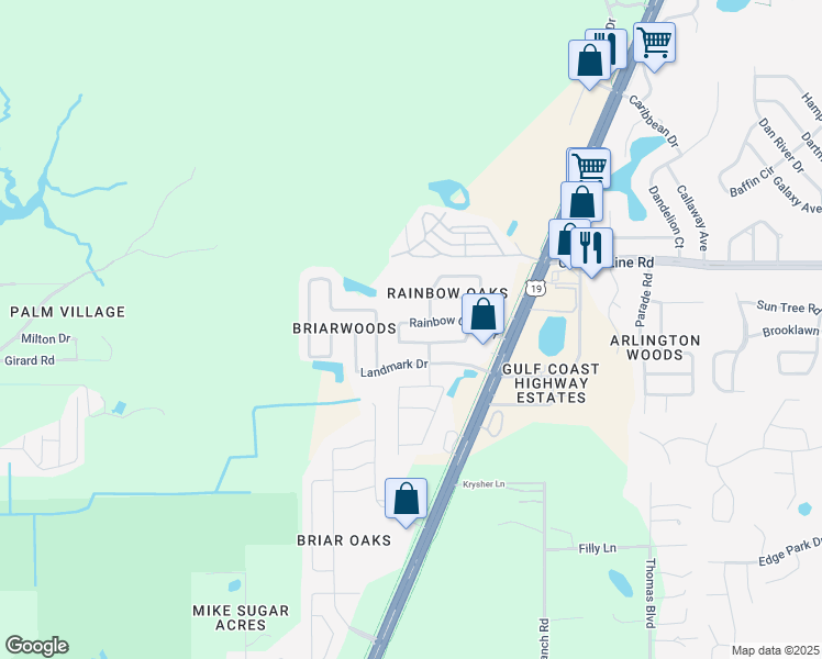 map of restaurants, bars, coffee shops, grocery stores, and more near 10244 Rainbow Oaks Drive in Hudson