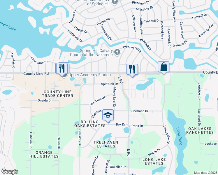 map of restaurants, bars, coffee shops, grocery stores, and more near 12808 Split Oak Drive in Hudson