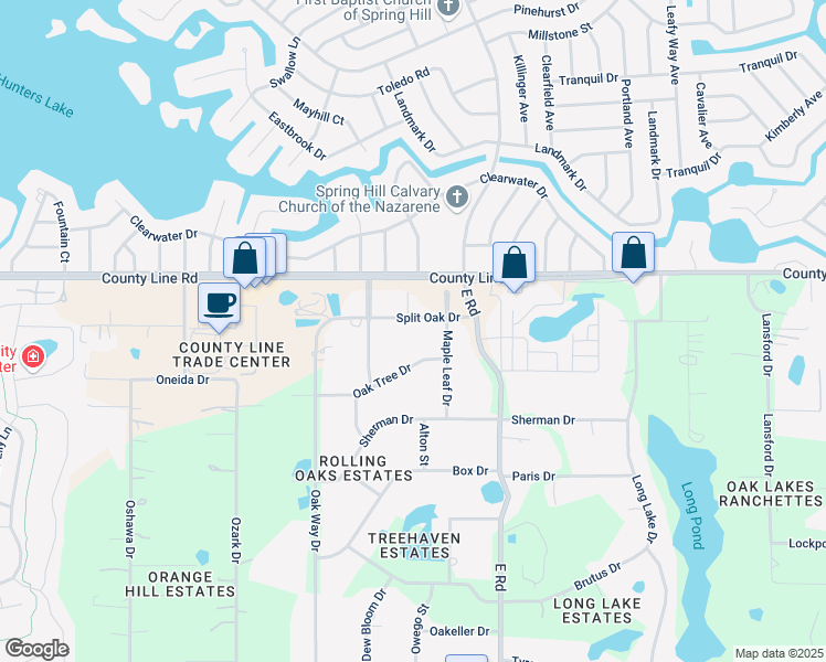 map of restaurants, bars, coffee shops, grocery stores, and more near 12808 Split Oak Drive in Hudson