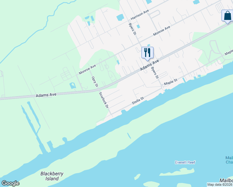 map of restaurants, bars, coffee shops, grocery stores, and more near 115 Whooping Crane Street in Port O'Connor