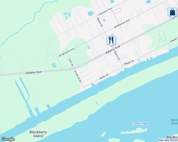 map of restaurants, bars, coffee shops, grocery stores, and more near 115 Whooping Crane Street in Port O'Connor