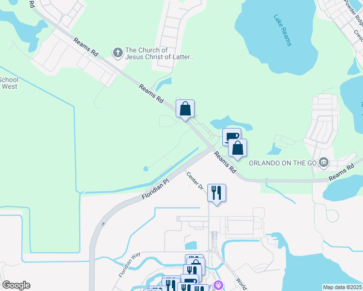 map of restaurants, bars, coffee shops, grocery stores, and more near 8232 Jayme Drive in Winter Garden