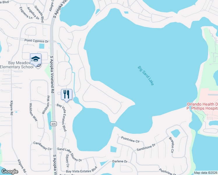 map of restaurants, bars, coffee shops, grocery stores, and more near 8913 Southern Breeze Drive in Orlando