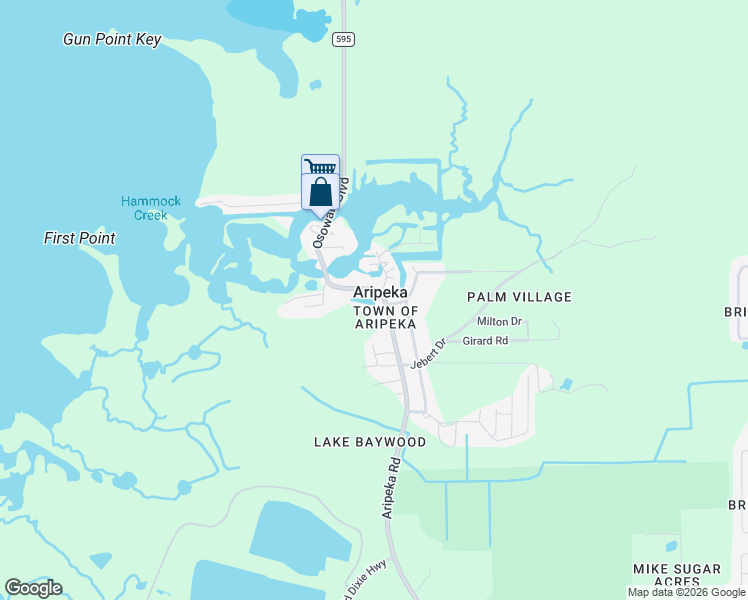 map of restaurants, bars, coffee shops, grocery stores, and more near 18909 Aripeka Road in Hudson