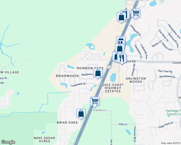 map of restaurants, bars, coffee shops, grocery stores, and more near 10349 Rainbow Oaks Drive in Hudson