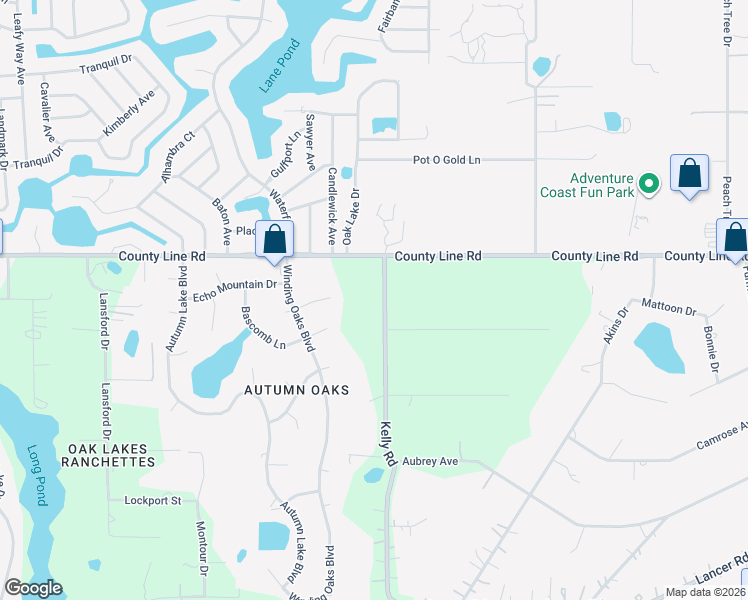 map of restaurants, bars, coffee shops, grocery stores, and more near 18851 Kelly Road in Spring Hill