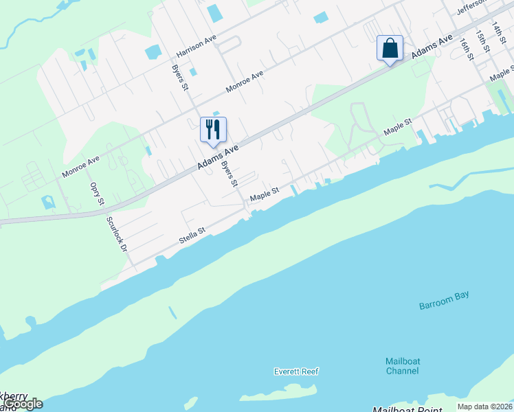 map of restaurants, bars, coffee shops, grocery stores, and more near 2561 Maple Street in Port Lavaca