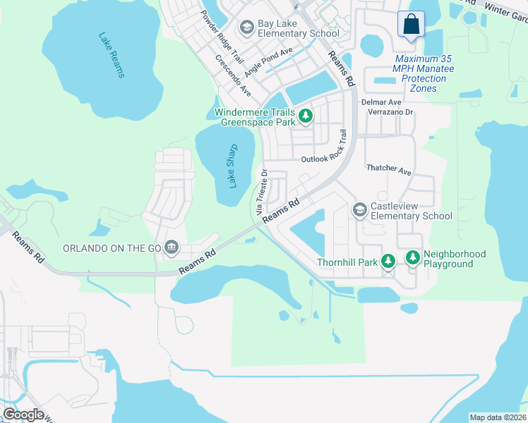 map of restaurants, bars, coffee shops, grocery stores, and more near 8717 Via Trieste Drive in Windermere