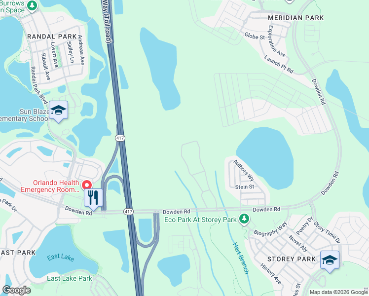 map of restaurants, bars, coffee shops, grocery stores, and more near 10608 Bonne Chance Drive in Orlando