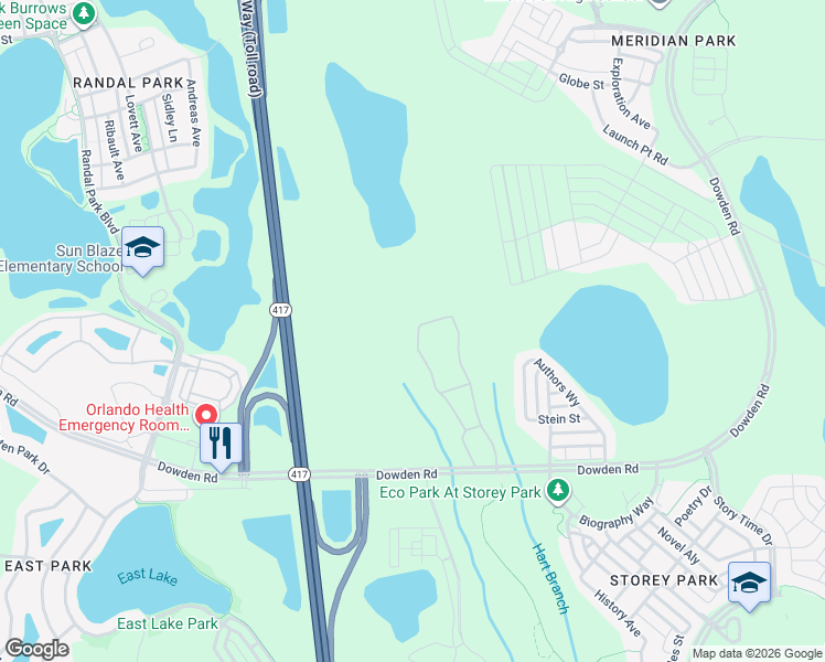 map of restaurants, bars, coffee shops, grocery stores, and more near 10608 Bonne Chance Drive in Orlando