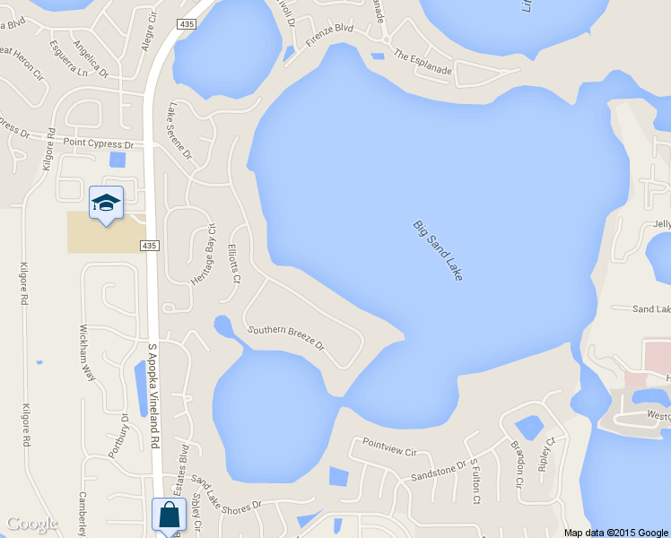 map of restaurants, bars, coffee shops, grocery stores, and more near 8913 Southern Breeze Drive in Orlando