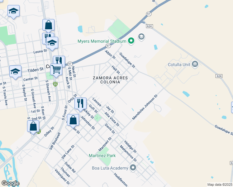 map of restaurants, bars, coffee shops, grocery stores, and more near 702 Mesquite in Cotulla