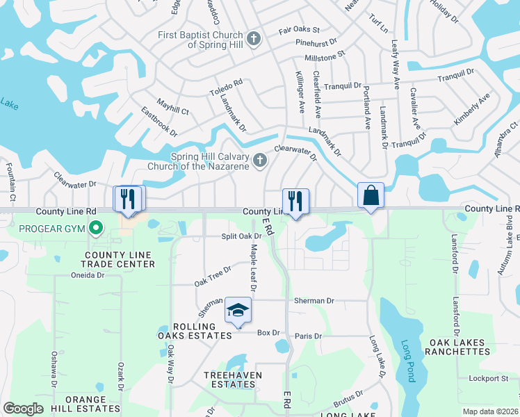 map of restaurants, bars, coffee shops, grocery stores, and more near in Pasco County