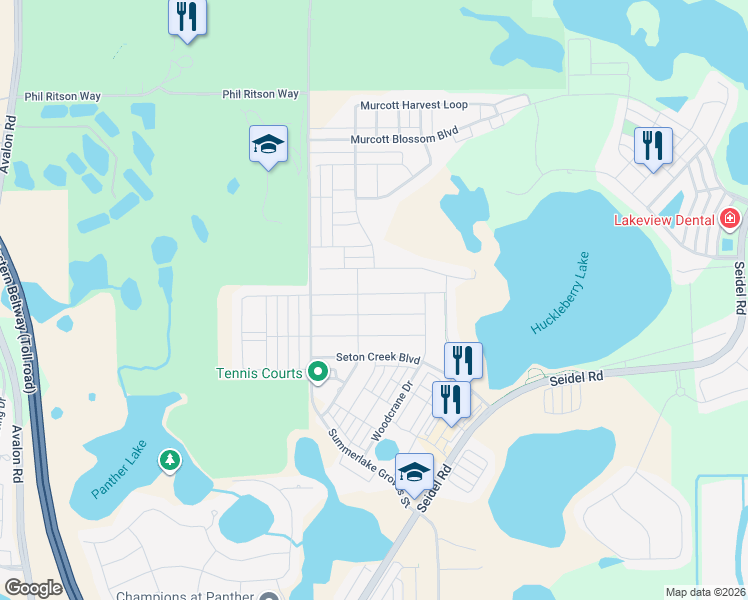 map of restaurants, bars, coffee shops, grocery stores, and more near 14608 Winter Stay Drive in Winter Garden