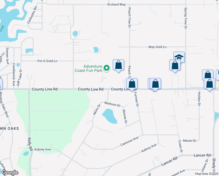 map of restaurants, bars, coffee shops, grocery stores, and more near 9225-9255 County Line Road in Spring Hill