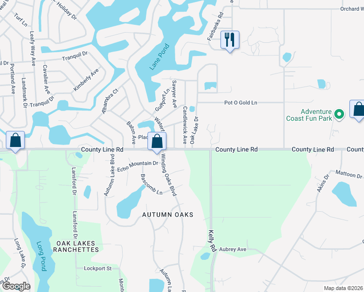 map of restaurants, bars, coffee shops, grocery stores, and more near 95 Candlewick Avenue in Spring Hill