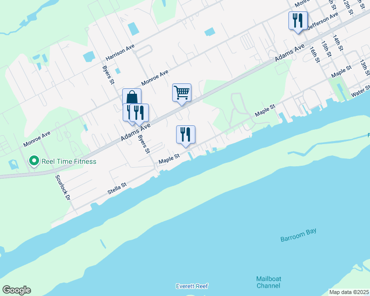 map of restaurants, bars, coffee shops, grocery stores, and more near 2424 Maple Street in Port O'Connor
