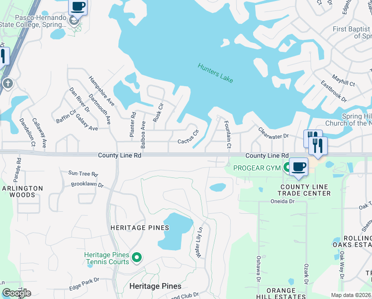map of restaurants, bars, coffee shops, grocery stores, and more near 6041 County Line Road in Spring Hill