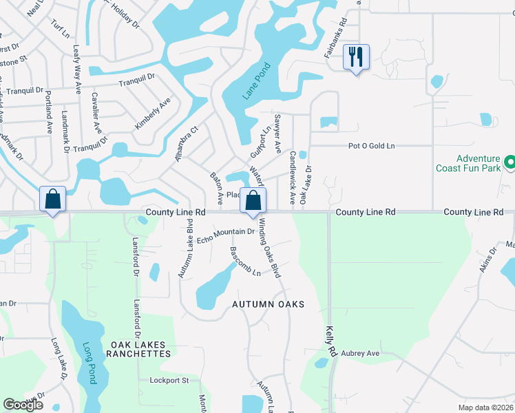 map of restaurants, bars, coffee shops, grocery stores, and more near 123 Waterfall Drive in Spring Hill