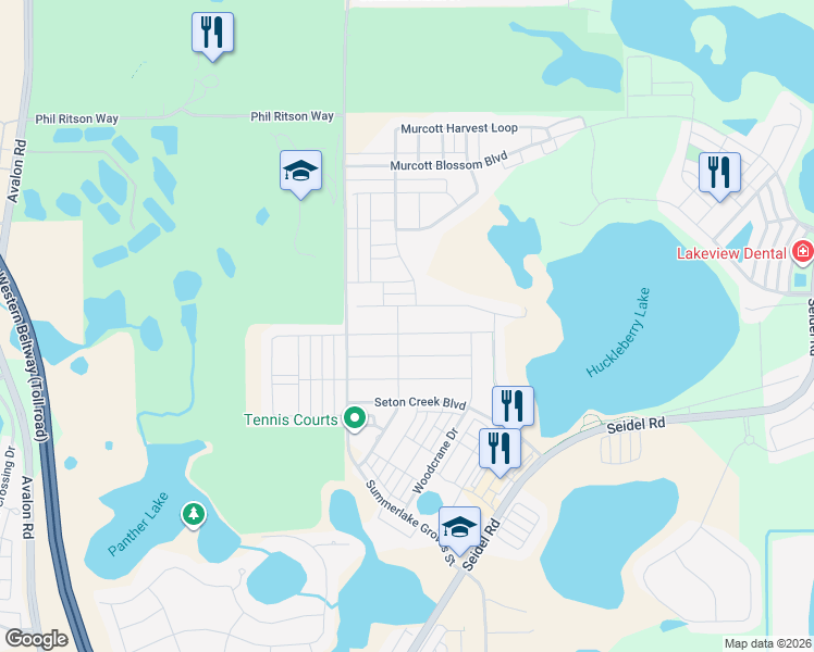 map of restaurants, bars, coffee shops, grocery stores, and more near 14608 Winter Stay Drive in Winter Garden
